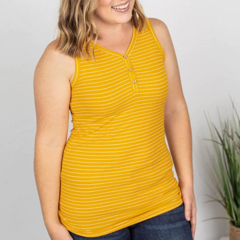 Addison Tank - Mustard Stripe